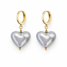 kolczyki GREY BALLOON HEARTS- srebro złocone 24K