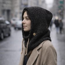 Balaclava kominiarka kaptur czapka 100% alpaka ręczna robota antracyt