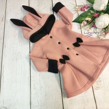 Płaszczyk z uszami ciemny, brudny róż 56-86