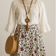 Medicine zwiewna spódnica spódniczka Floral w stylu Vintage