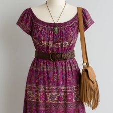 Zara Sukienka Boho styl Hippie Sukienka Vintage z dżerseju