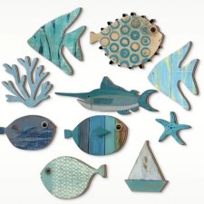 Rybki łódka żaglówka rekin Morska dekoracja ścienna 10 sztuk zestaw