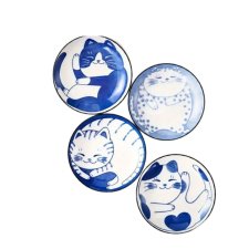 Koty Zestaw 4 talerzyków z kotami - prezent dla Kociej Mamy Japonia