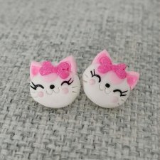 Kolczyki kotki z różową kokardką