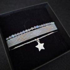 Zestaw bransoletek "Lunar Grey" - labradoryt i hematyt