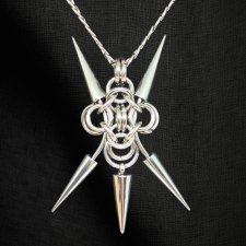 Zawieszka z piercingiem i kolcami stal chirurgiczna cyber goth punk