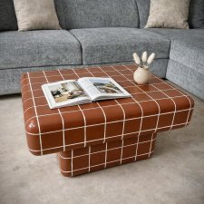 Stolik kawowy prostokątny w stylu płytki w kolorze ceglanym