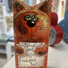 Motywacyjny kotek "Drink good Coffee. Read good Books"