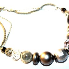 SREBRZYSTE KULE  naszyjnik kolia sznurek