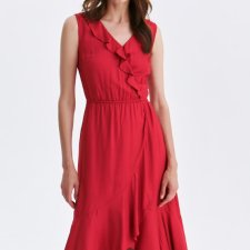 FLAMENCO - NOWA CZERWONA SUKIENKA Z WISKOZY - 100% WISKOZA NA LATO - FALBANY