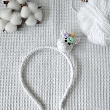 szydełkowa opaska do włosów jednorożec