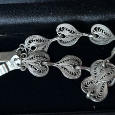 Silver 925 filigranowa oryginalna srebrna delikatna bransoletka z lat 70-ych