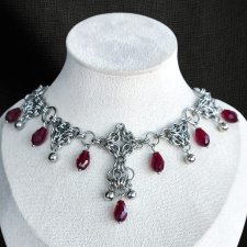 Choker z wiśniowymi łezkami – stal chirurgiczna, ciężki gothic witchy