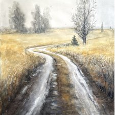 Droga wśród pól pszenicy 85/60cm. Original Akwarela