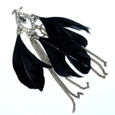 WIECZOROWY  Kolczyk PIÓRO piórka feather czarne 1szt