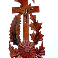 SZAROTKA krzyżyk na drewnie PRL