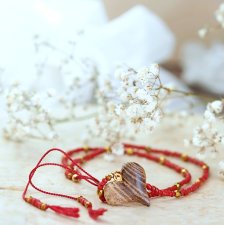 Naszyjnik KORAL z sercem, UNIKATOWY EGZEMPLARZ, SERDUSZKO DREWNIANE | DomilkowyDomek