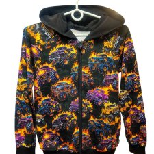 Bluza rozpinana z kapturem, monster truck 140/146