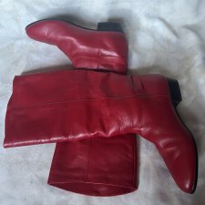 Skórzane MADE IN FINLAND ocieplane futrem botki w niesamowitym kolorze rozm. 39