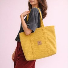 Duża sztruksowa torba miejska Żółta