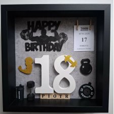 Ramka na 18 urodziny personalizowana Prezent dla chłopaka Fitness siłownia