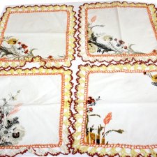 BAWEŁNIANE  RETRO serwetki PRL 4szt