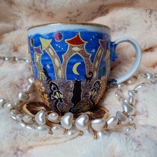 Ręcznie malowane kocie sny kubek 480 ml.