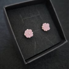 Delikatne Różowe Kolczyki Sztyfty - Kwarc Różowy