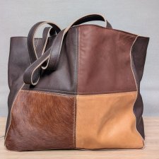 Skórzana torba  = Brąz z włosem kwadraty