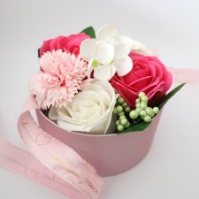 kwiaty mydlane - flower box różowy