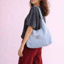 Sztruksowa torba hobo Margo Błękitna