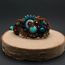 Brązowo-turkusowa bransoletka sutasz