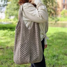 Ekologiczna torba siatka ze sznurka, cappuccino