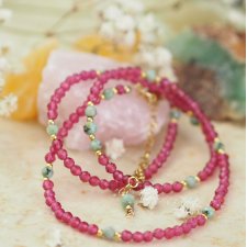 Naszyjnik z różowego spinela i  turkusu  – biżuteria z kamieni naturalnych | DomilkowyDomek