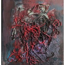 Struktury - Blizna (Structures - The Scar 40x30) - oryginalny obraz strukturalny na płótnie, abstrakcja, textured painting,abstract canvas wall art