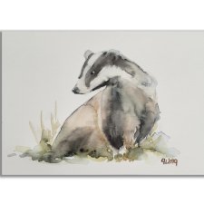 Obraz ręcznie malowany "Borsuk" +rama