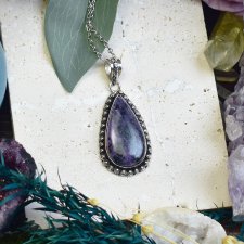 Posrebrzany miedziany wisiorek z charoitem #697