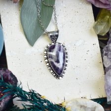 Posrebrzany miedziamy wisiorek z ametystem #698