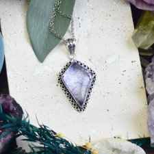 Posrebrzany miedziany wisiorek z kwarcem Snake Skin #700