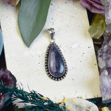 Posrebrzany miedziany wisiorek z charoitem #701