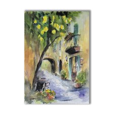 Akwarela ręcznie malowana oryginalna "Włochy"