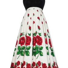 Spódnica folkowa w róże biała
