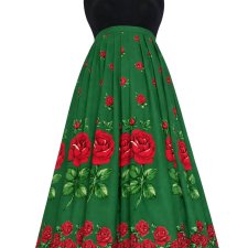 spódnica folklowa w róże zielona