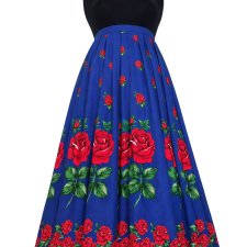 spódnica folkowa w róże niebieska