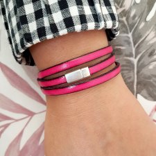 bransoletka skórzana MAGNETOOS TRIPLE fuksja