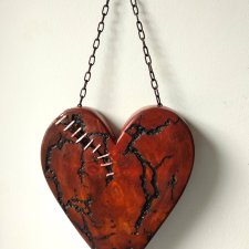 Serce dekoracyjne z drewna- "Na szczęście"