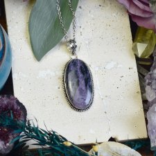 Posrebrzany miedziany wisiorek z charoitem #714