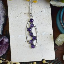 Posrebrzany miedziany wisiorek z ametystem #760