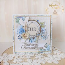 Kartka komunijna, Pamiątka Pierwszej Komunii, prezent "Sapphire1" GOTOWA