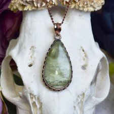 Miedziany wisiorek wire wrapping z larsonitem #785